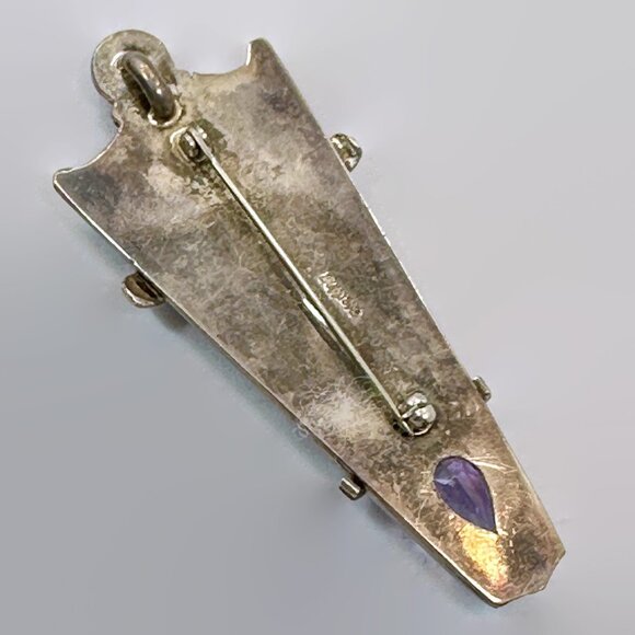 Unique Pendant, Brooch, Sterling Silver, Amethyst, Jasper, Crazy Lace Agate - Picture 4 of 5